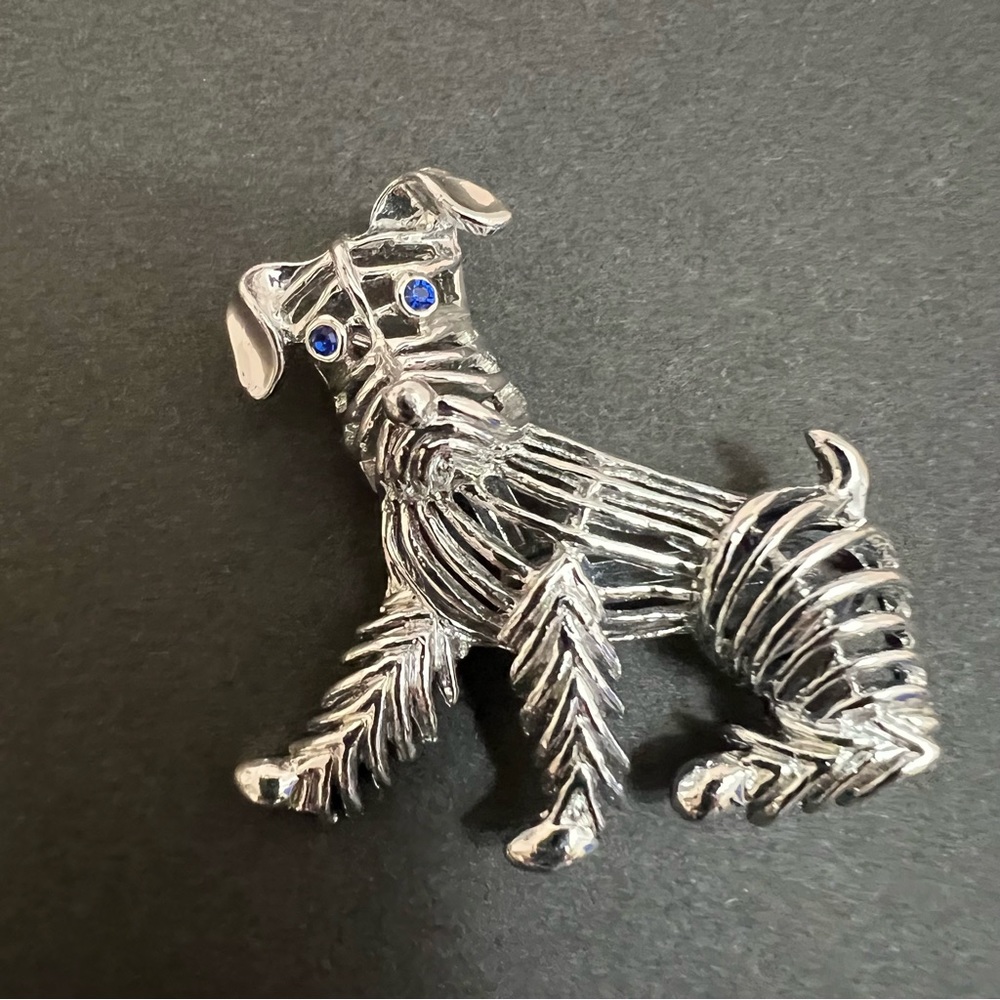 Gerry's Terrier Dog Brooch Silvertone 1960s Mid Century Modern